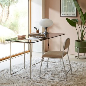 Set van 2 stoelen van chroom en stof Celestina