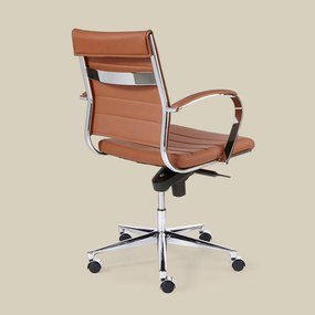 Design Bureaustoel Van Bruin PU-leder