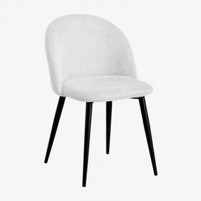 Set Van 4 Gestoffeerde Eetkamerstoelen Met Stalen Frame Kana Zwart & Stof Gebroken Wit - Sklum