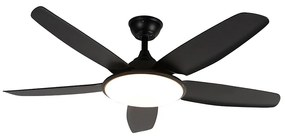 Plafondventilator met lamp zwart 130cm incl. LED dimbaar met afstandsbediening - Vifte Modern rond Binnenverlichting Lamp