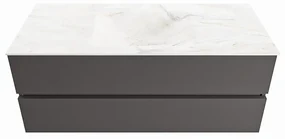 Mondiaz Vica DLux badmeubel 120cm dark grey 2 lades met wastafel ostra midden zonder kraangat