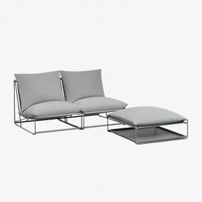 Amaro 2-delige Modulaire Tuinbank En Omvormbare Poef Grijs - Sklum