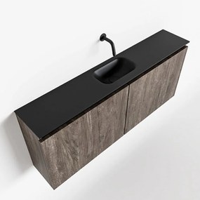 Mondiaz Ture 120cm toiletmeubel dark brown met wastafel urban midden geen kraangat