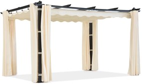 Barbados terraspergola 3x3 m met Garden Point gordijnen antraciet beige