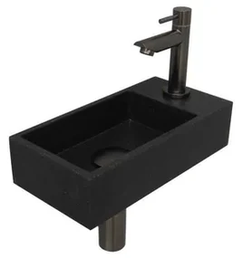 INK Versus Fonteinset - 36x18x9cm - wasbak links - 1 kraangat - Quartz zwart/metal black 1805174