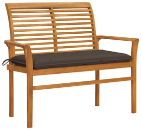 vidaXL Tuinbank met taupe kussen 112 cm massief teakhout