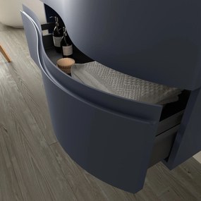 Muebles Mam badmeubel 150cm links donkerblauw met wastafel solid surface zonder kraangat