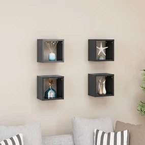 vidaXL Wandschappen kubus 4 st 22x15x22 cm grijs