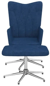 vidaXL Relaxstoel met voetenbank stof blauw
