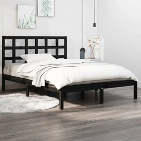 vidaXL Bedframe massief hout zwart 180x200 cm 6FT Super King