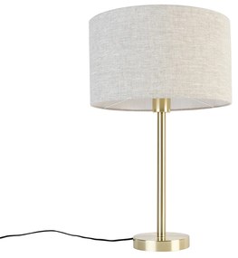 Klassieke tafellamp messing met kap lichtgrijs 35 cm - Simplo Design E27 rond Binnenverlichting Lamp