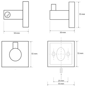 Sapho X-Square handdoekhaak vierkant chroom