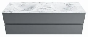 Mondiaz Vica DLux badmeubel 150cm plata 2 lades met wastafel glace dubbel zonder kraangat