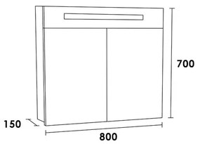 Sanituba Spiegelkast 2.0 80cm Donker eiken