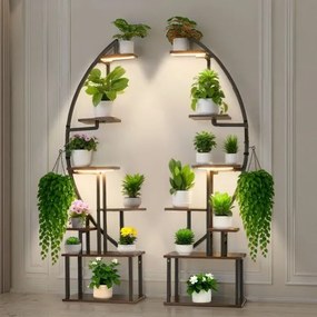 VEVOR Plantenstandaard met kweeklampen (2-pack), 7-laags bloemenstandaard, bloementrap, plantentrap, 3 timers en 10 helderheidsniveaus, bloemenplank voor de woonkamer, 550x260x1665mm
