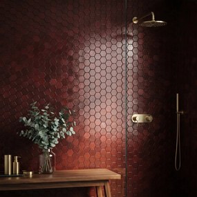 Zelfklevende Mozaïektegels Metaal | Hexagon Bordeaux | 28,8×29,2 cm | Keuken, Bad &amp; WC