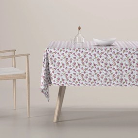 Dekoria Rechthoekig tafelkleed, wit-roze, 100 x 100 cm