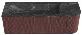 Mondiaz Kurve-dlux 135cm badmeubel ronding rechts ruby met 1 lade en deur en wastafel big medium kraangat links lava