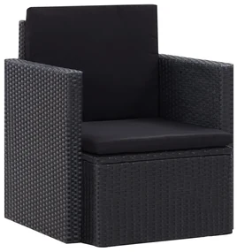 vidaXL Tuinstoel met kussens poly rattan zwart
