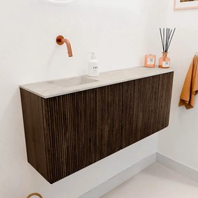 Mondiaz Joya DLux 100cm toiletmeubel ronding rechts walnut met wastafel faye links zonder kraangat ostra