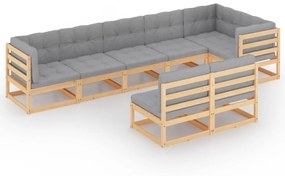 vidaXL 8-delige Loungeset met kussens massief grenenhout