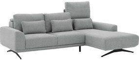 Goossens Excellent Bank Princess grijs, stof, 2,5-zits, elegant chic met chaise longue rechts