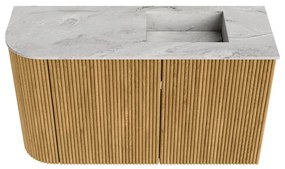Mondiaz Joya DLux 70cm toiletmeubel ronding links oak met wastafel faye rechts zonder kraangat glace
