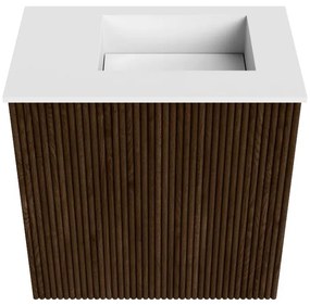 Mondiaz Joya 40cm toiletmeubel walnut met wastafel faye rechts zonder kraangat talc