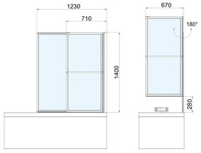 Polysan Olbia inklapbare badwand 123x140cm zwart mat