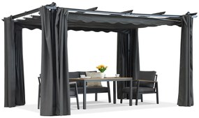 Barbados terraspergola 3x3 m met Garden Point antraciet gordijnen