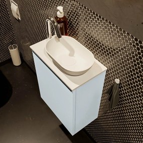 Mondiaz Fowy toiletmeubel 40cm clay met witte waskom rechts en kraangat