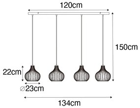 Eettafel / Eetkamer Moderne hanglamp bruin 4-lichts - Saffira Modern E27 rond Binnenverlichting Lamp
