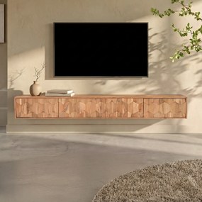 Hangend Tv-meubel Donker Hout Motief 200 Cm - 200x35x25cm.