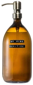 Wellmark Sanitiser bruin glas messing pomp 1000ml tekst BE WISE SANITISE 8719325913934