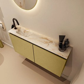 Mondiaz Ture DLux toiletmeubel 100cm oro met wastafel frappe links met kraangat