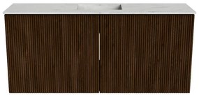 Mondiaz Joya DLux 90cm toiletmeubel walnut met wastafel faye midden zonder kraangat opalo
