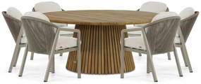 Tuinset 6 personen 180 cm Aluminium/rope Taupe Santika Furniture Santika