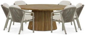 Tuinset 6 personen 180 cm Aluminium/rope Taupe Santika Furniture Santika