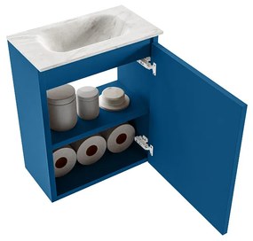 Mondiaz Ture DLux toiletmeubel 40cm jeans met wastafel ostra midden zonder kraangat