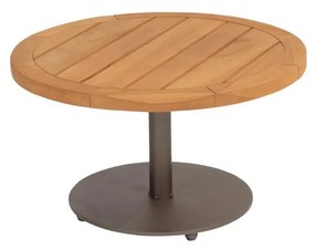 4 Seasons Outdoor Volta loungetafel terre met teak blad Ø 60 cm (H 35 cm) SALE Loungetafel bruin weerbestendig