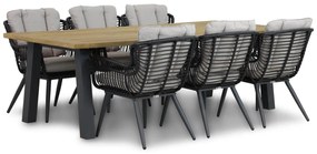 Tuinset 6 personen 240 cm Wicker/Aluminium/Aluminium/wicker Zwart Coco Azzano/Glasgow