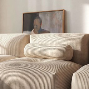 Soft Zitzak Indoor 3 Seater Open + Pouf - Corduroy Beige