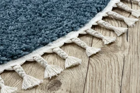 Tapijt BERBER 9000 ROND blauwrand ,  Barber , marokkaanse shaggy