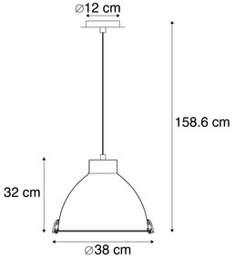 Industriële hanglamp wit 38 cm dimbaar - Anteros Industriele / Industrie / Industrial, Modern E27 rond Binnenverlichting Lamp