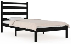 vidaXL Bedframe massief grenenhout zwart 75x190 cm 2FT6 Small Single