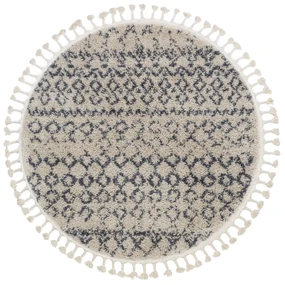 Tapijt BERBER AGADIR G0522 ROND crème / grijskleuringrand ,  Barber , marokkaanse shaggy