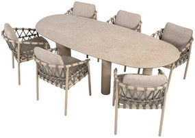 Taste by 4 Seasons Denia tuintafel latte met keramisch geprint blad in mangovorm 240 cm Tuintafel   beige weerbestendig