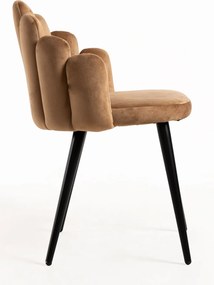 Set 4 Hand Fluwelen Stoelen Zwarte Poten