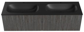 Mondiaz Kurve 150cm badmeubel shadow met 2 lades en wastafel big small dubbel 2 kraangaten urban