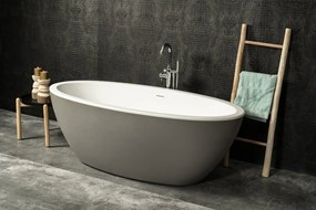 Xenz Britt vrijstaand bad acryl 170x85x60cm wit glans/cement met badvulcombinatie chroom